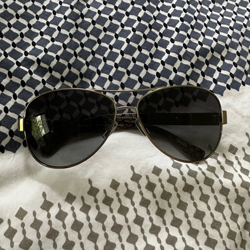Coach Gold and Black Women’s Aviator Sunglasses - Picture 2 of 9